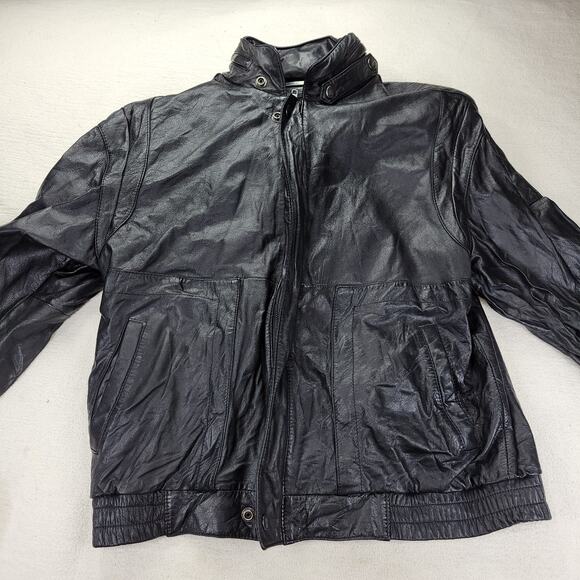 Vintage Nika Jacket Mens Sz 40 (Medium) Black Leather Gorpcore Biker Hooded Coat - Picture 12 of 16